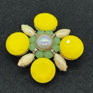 Yosca Yellow and Green Floral Brooch Vintage